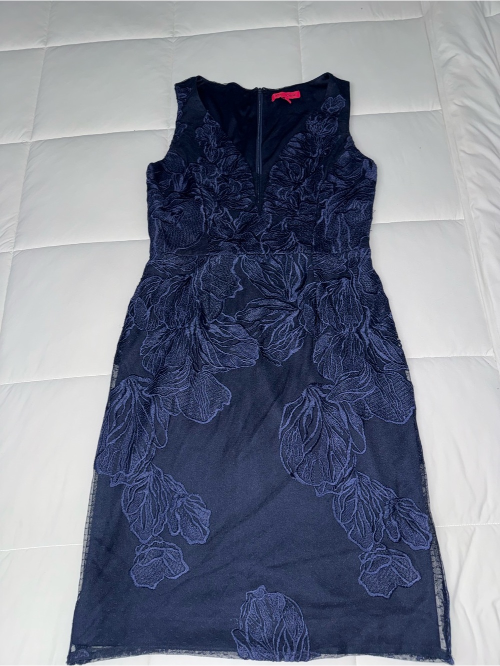 Betsey Johnson Navy Floral Lace Sheath Dress